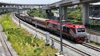 รถไฟไทยสายใต้ โค้งสวยๆที่ตลิ่งชัน รถด่วนพิเศษ(ทักษิณ)ขบวน 38-46 แถมตู้ JR west