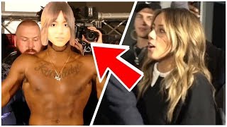 Chloe Bennet's Reaction To KSI Wearing A Mask Of Her in The KSI VS. LOGAN PAUL [OFFICIAL WEIGH IN]