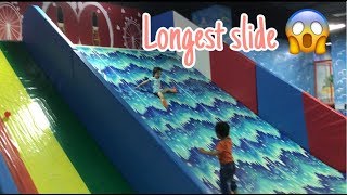 Longest slide I haven’t slided before😱 #longestslide #funny #slide #kidspark #park #playground #fun