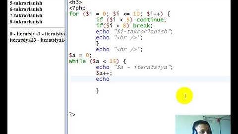 9 dars PHPda takrorlash operatorlari