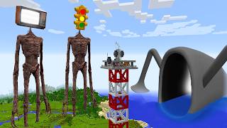 Surviving From Sea Eater, Traffic Head And Tv Head In Minecraft - Gameplay