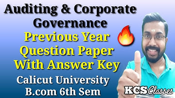 Auditing and Corporate Governance|Previous Year Question Paper with Answer Key|B.com 6th Semester