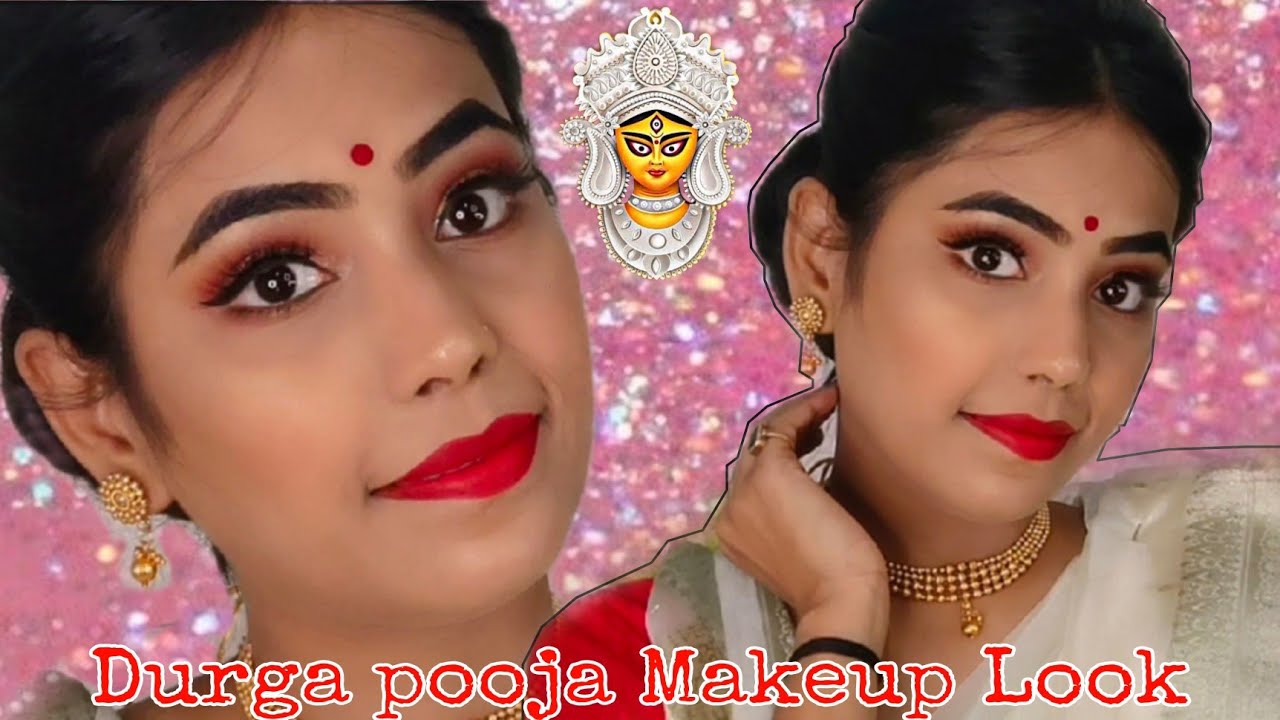Durga Pooja Makeup Look // Easy Traditional Bengali Look... 💕💕