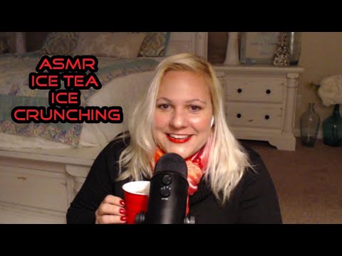 💤💤 ASMR Ice chewing with ice tea and mouth noises 💤💤
