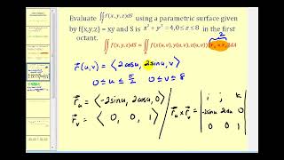 768 Surface integrals with parameterized surface part 1