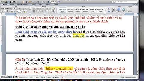 CÂU HỎI TRẮC NGHIỆM LUẬT CÁN BỘ CÔNG CHỨC (2008;2019) ĐIỀU 1;2