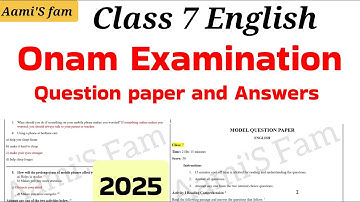 Onam Exam Class 7 English Question paper and Answers 