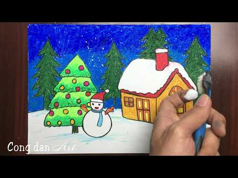 Painting the theme of Christmas | The most beautiful simple Christmas # 174  | Cong dan art - YouTube