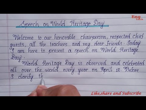 Speech on World Heritage Day | writing | speech | English handwriting | handwriting | Eng Teach