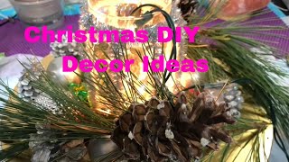 DIY Christmas Tabletop Decorations Ideas | Dollar Tree ornaments and Pine cones