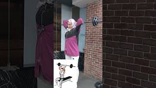 تمرين اوفر هد بالبار لتقوية عضلات التراي سيبس workout gym gym تمارين رياضة تخسيس_الارداف
