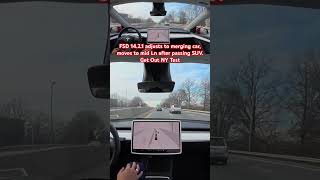 FSD 14.2.1 adjusts to merging car, moves to mid Ln. Get Out NY Test #teslafsd #fsdbeta #fsd