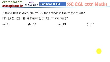 यदि 8A5146B, 88 से विभाज्य है, तो AB का मान क्या होगा?