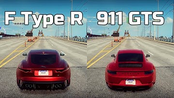 NFS Heat: Jaguar F-Type R Coupe vs Porsche 911 Carrera GTS - Drag Race