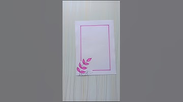 Pink Leaf Border Design | Simple Handmade Project Frame/6 easy border design/Priyanka Gunwal #shorts
