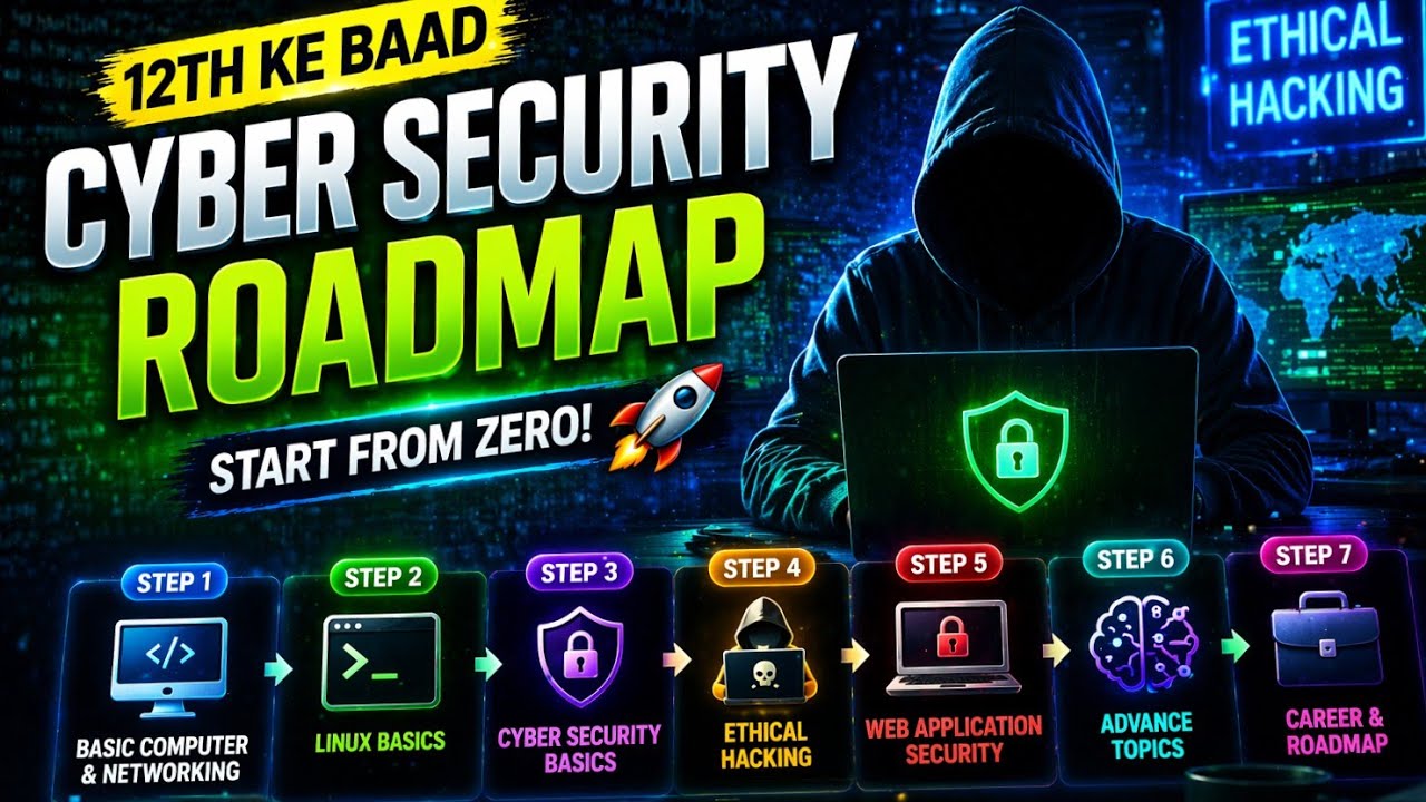 Cyber Security Roadmap 2026 🔥 Step by Step Guide (Beginner to Job 💻)#road map#beginners guide