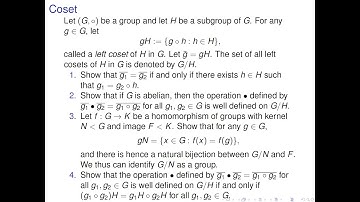 Algebra - Coset; Operation * on G/H, the set of all cosets; Well defined conditions for *