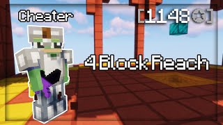 3300+ Star Party Vs 4 Block Reach Cheater! | Hypixel Bedwars