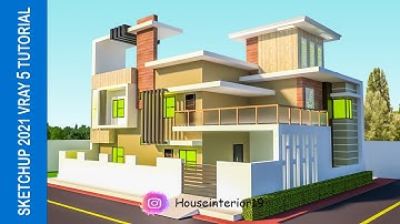 SKETCHUP IT | House Exterior Desgin Tutorial Sketchup pto 2021 | Sketchup Tutorial | vray 5 #vray