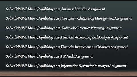 Solved NMIMS March,April,May 2023  Customer Relationship Management Assignment