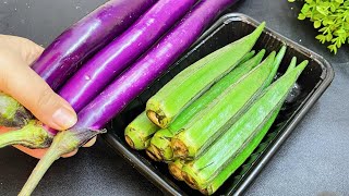 【Quick \& Delicious food】，秋葵搭配茄子，真沒想到會這麼好吃，調料簡單，營養美味又下飯，比大魚大肉還要好吃。