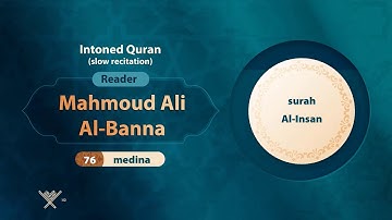 surah Al-Insan { slow recitation} {{76}} Reader Mahmoud Ali Al-Banna