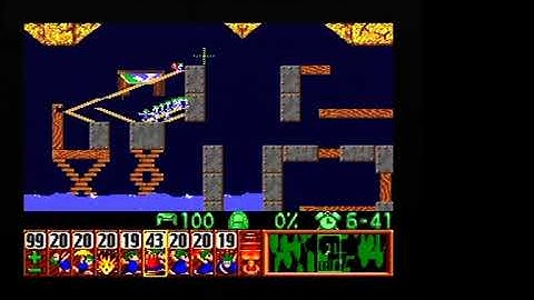 Lemmings SNES Tricky 13 Lemming Drops 10177 points (100% & 13 items used)