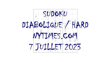 Sudoku Difficile / Diabolique - nytimes.com - 7 juillet 2023