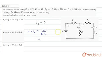 In the circuit shows in Fig E = 15 V, R_(1) = 1Omega, R_(2) = 1 Omega, R_(3) = 2Omega, and L = 1...