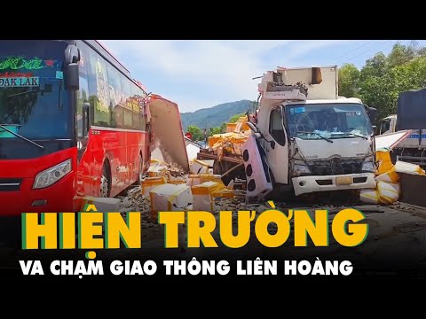 Video Xe tải đông lạnh tông liên hoàn 3 ôtô dừng đèn đỏ - youtube
