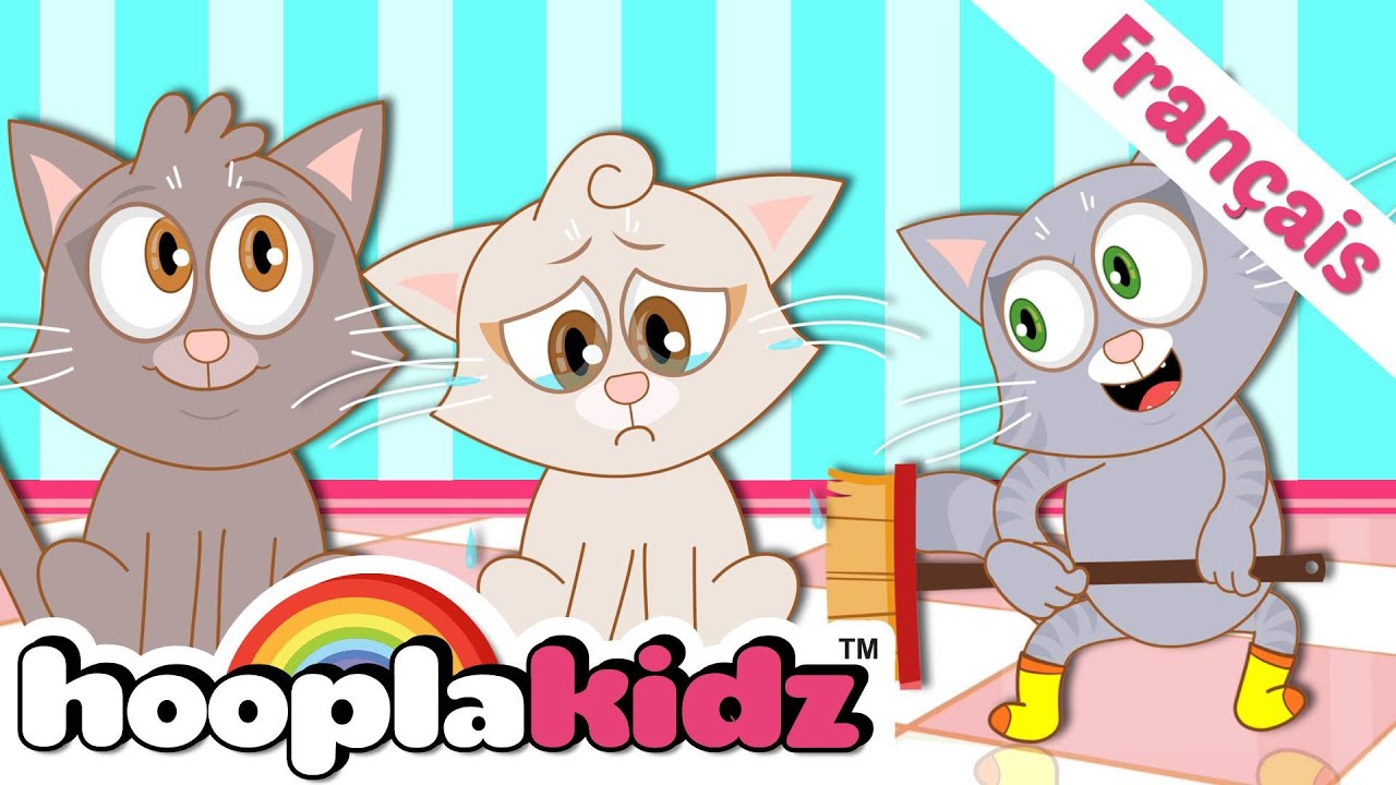 ⁣Trois petits chatons | Three Little Kittens (French) | Comptines et Chansons Par HooplaKidz Français