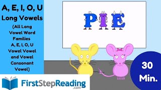 A E I O U / ALL Long Vowel Words/Vowel Vowel / Vowel Consonant Vowel/ Kindergarten/ Phonics/ ESL by FirstStepReading 33,284 views 3 years ago 29 minutes