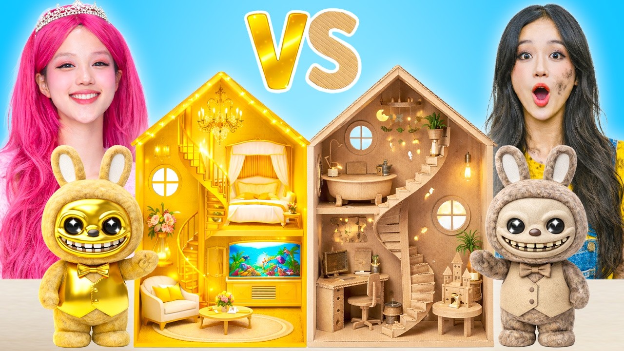 Construímos Uma Casa de Bonecas Incrível: Ouro vs Prata | Desafio de Uma Cor por BOBAPIC PT