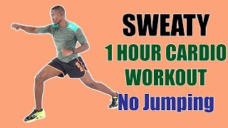 SWEATY 1 Hour Cardio Workout No Jumping/ Full Body Calorie Burner  500 Calories