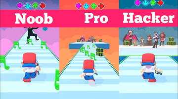 Noob vs Pro vs Hacker In FNF Music race 3d