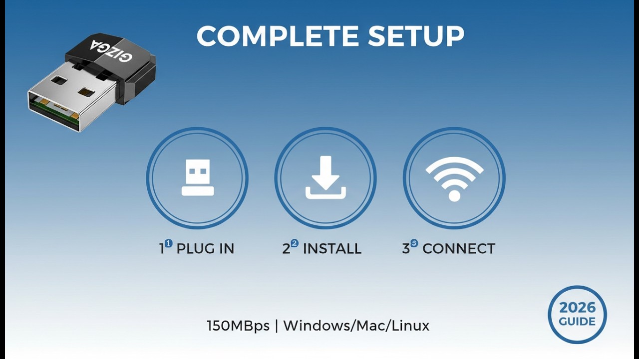 Mini USB WiFi Adapter | Gizga 150Mbps Nano Dongle | Driver Install ...