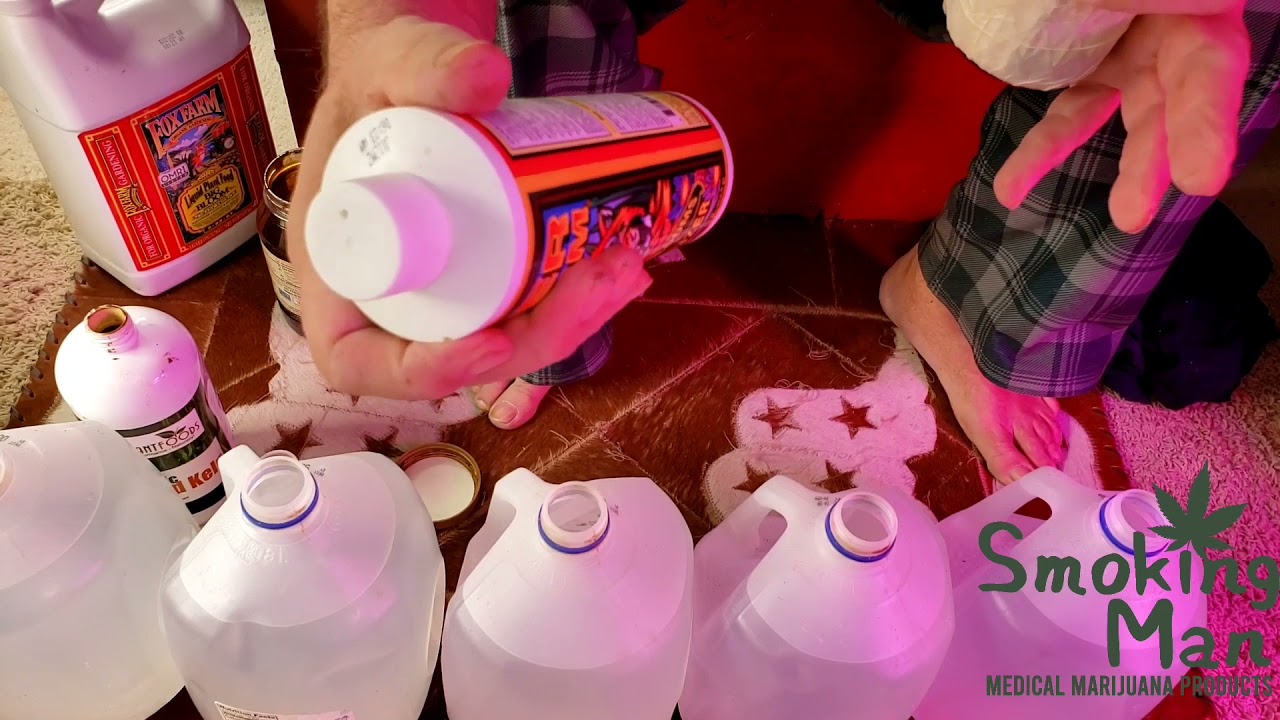 mixing nutrients for Cannabis / Marijuana Fox Farms trio , Molasses & Liquid Kelp