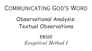 EBS10: Observational Analysis - Textual Observations News