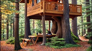 solo camping - return to the tree house for relaxing fishing after tiring days