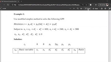 Modified simplex method to solve Goal Programming problem (GPP)