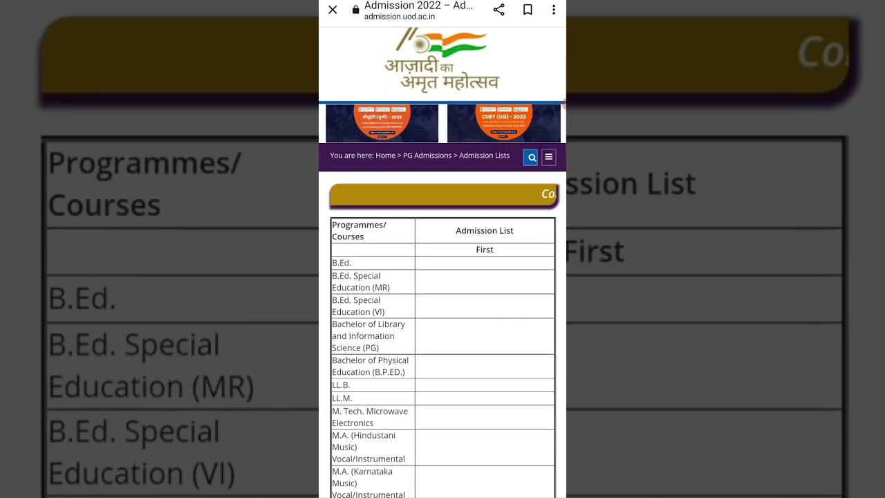 DUET PG First Merit List 2022 Out