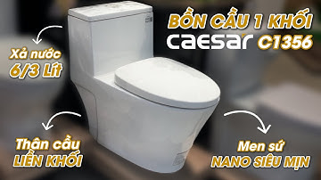 Bồn cầu 1 khối có kiểu dáng thanh lịch Caesar C1356 men sứ sáng sạch & nắp đóng êm thoải mái