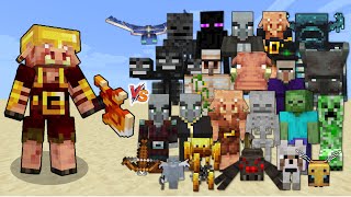 Armored Piglin Brute (Minecraft Dungeons) vs Every Mob in Minecraft - Minecraft Dungeons mob battle