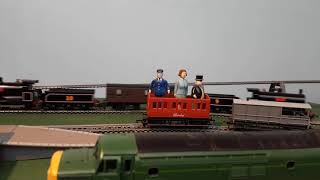 Bachmann Donald pulling and Bachmann Douglas pushing the small coach