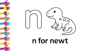 n for newt | lowercase alphabet tracing and coloring pages for preschoolers