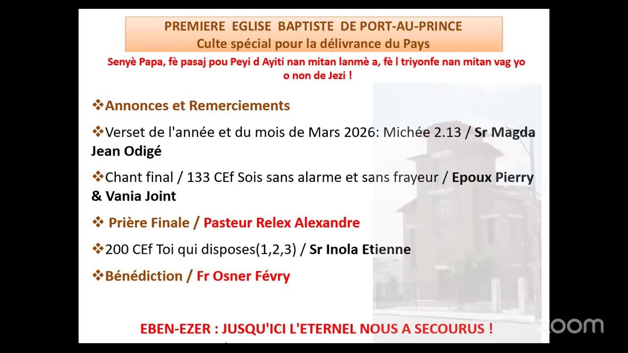 Culte Special pour la Delivrance d'Haiti, 05 mars 2026