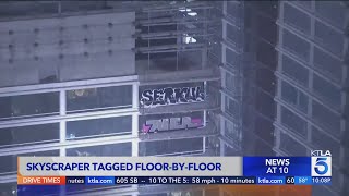 Downtown L.A. skyscrapers tagged floor-by-floor