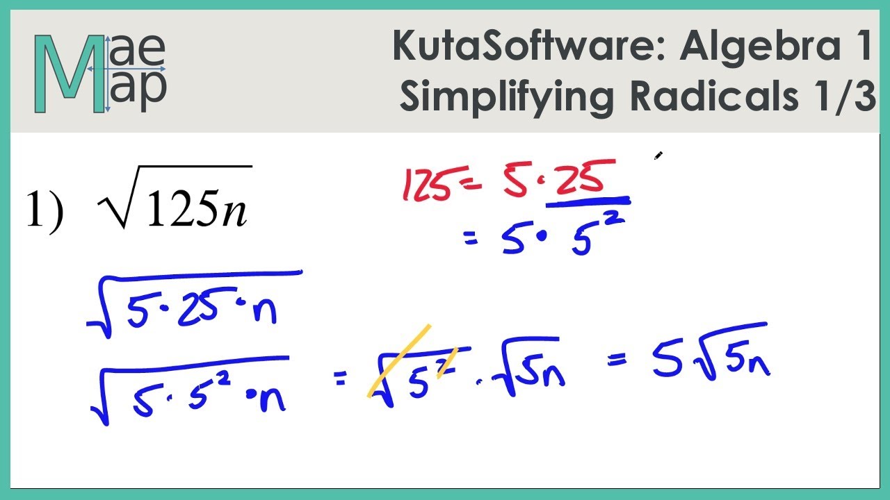 KutaSoftware: Algebra 23- Simplifying Radicals Part 23 Regarding Simplifying Radicals Worksheet Algebra 2