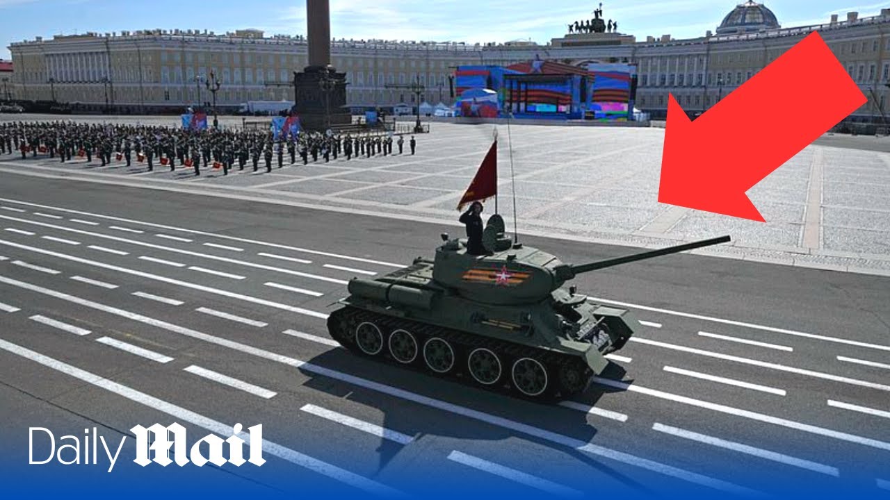 Putin sends out ONE lonely tank during Victory Parade after suffering losses in Ukraine