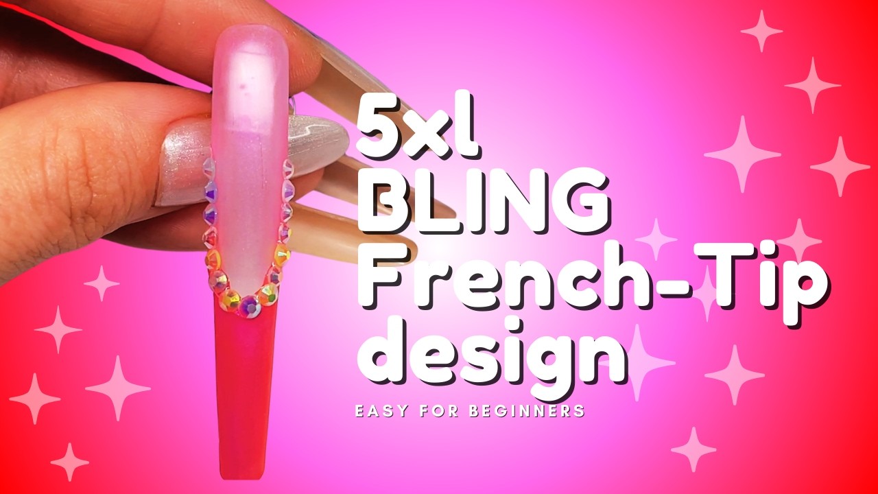 Ep. 0438 | Two-Toned French Tip with Rhinestones | Beginner Nail Art, Easy Design with Bling